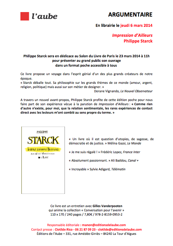 Philippe Starck – Impression d’Ailleurs